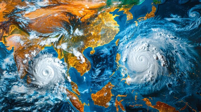 Super typhoon over the ocean  an intense display of severe tropical storm dynamics