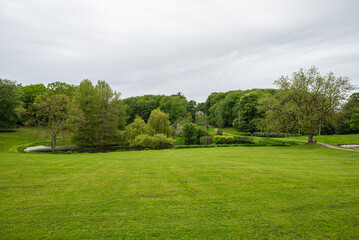 The beautiful landscape of Liselund park in Denmark