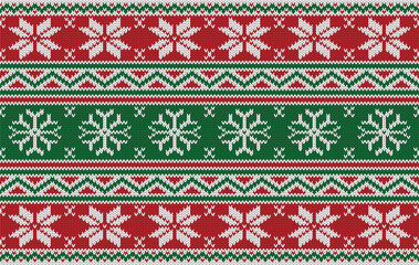 Knitted pattern seamless fabric snowflakes winter. traditional knitted pattern vector winter style. Designed for background ,wallpaper ,carpet ,clothing ,knitted pattern ,fabric ,embroidery ,textile