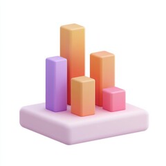bar chart 3d icon in cartoon style