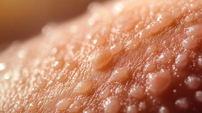 Close-Up View of Pemphigus Lesions on the Arm Showcasing Large Fragile Blisters on Inflamed Skin for Dermatological Education and Awareness