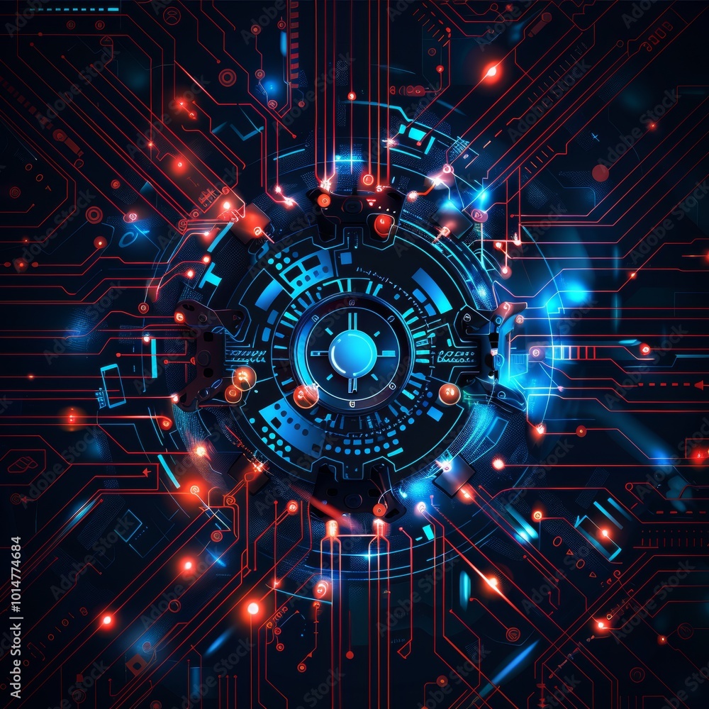 Aufkleber Cyber security concept art with symbolic elements.