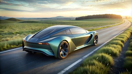 Obraz premium design of modern a car on the road with Grassland