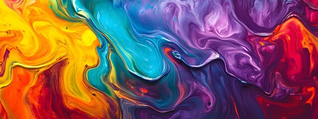 Fototapeta premium A close-up of colorful ink swirling in water, creating intricate patterns and textures