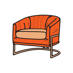 Armchair in retro style illustration