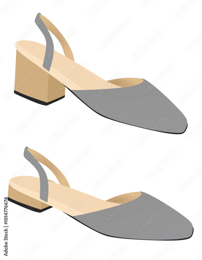 Canvas Prints Grey high and flat  heel sandal. vector illustration