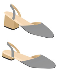 Grey high and flat  heel sandal. vector illustration