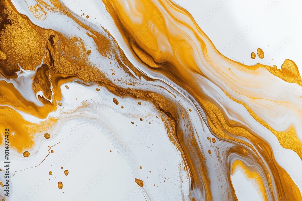 Canvas Prints a liquid with yellow and white paint