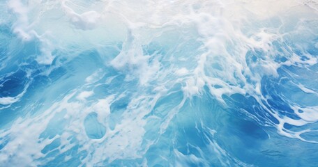 Obraz premium A beautiful photorealistic view of the sea surface, with waves breaking and splashing water, capturing intricate details in shades of blue and white