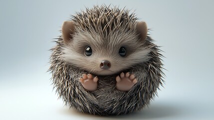 Cute Hedgehog Curled Up with Spiky Fur and Big Eyes