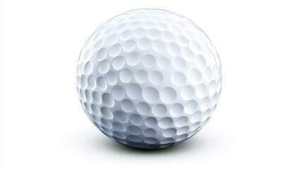 High-quality golf ball on a white background with a realistic dimple pattern ideal for sports promotions equipment design or branding visuals.. Generative AI