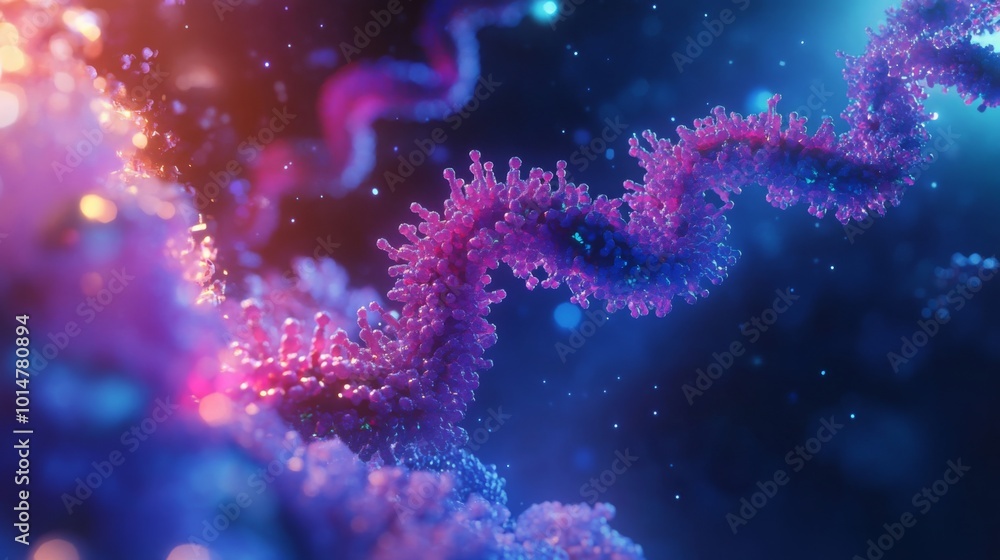Poster a vibrant depiction of dna highlights its helical structure with brilliant colors, showcasing the be
