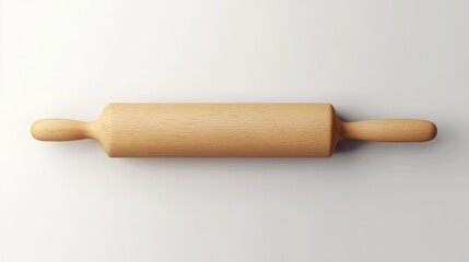 Rolling pin made of smooth natural wood isolated on a white background highlighting a traditional kitchen tool with a simple and classic design.. Generative AI