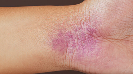 Close-Up of Lichen Planus: Detailed View of Purplish Flat-Topped Bumps on Skin Surface