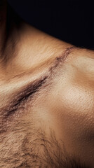 Fototapeta premium High-Resolution Close-Up of Keloid Scar on Chest Showcasing Distinctive Raised Scar Tissue for Dermatological Reference