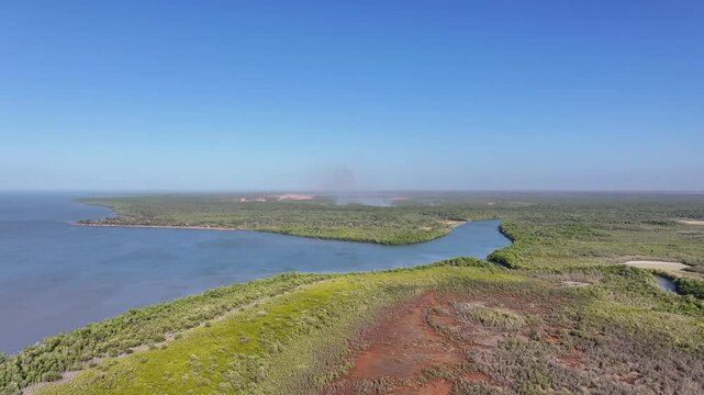 Aerial footage of Weipa Queensland Australia