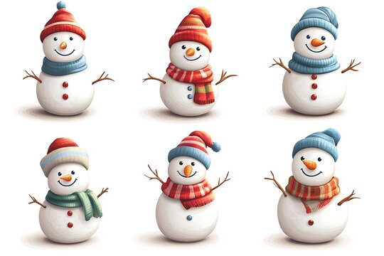 cartoon vector 3d icon snowman isolated on white background