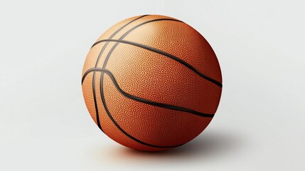 Fototapeta premium A highly detailed and realistic basketball placed on a white background, showing its textured surface and distinct black lines, ideal for design projects.
