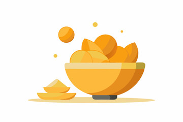 Bowl of potato chips and levitation potato chips vector stock photo