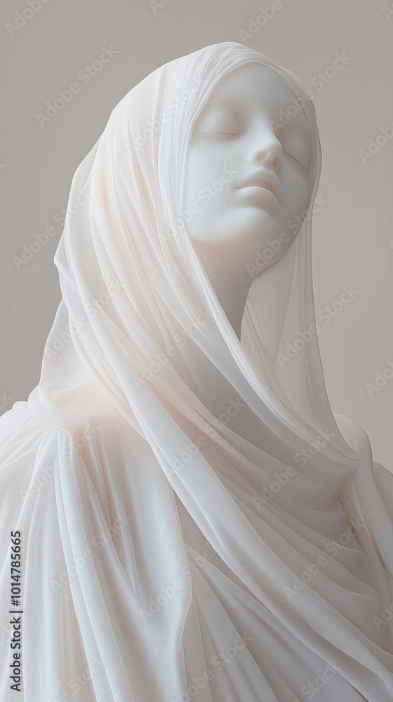 Canvas Prints a statue, the woman is wearing a veil