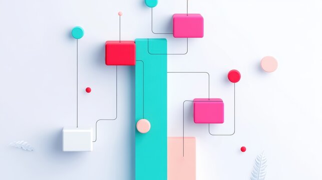 A graphic representation of a software development process, with stages and workflows visualized.