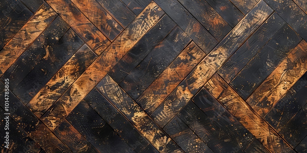 Poster high-resolution image of a rustic wooden texture featuring dark and golden tones arranged in a herri