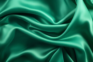 Fototapeta premium Processed collage of emerald green silk surface texture. Background for banner, backdrop