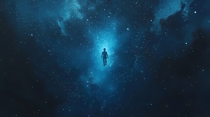 Obraz premium Space star and astronaut illustration poster background