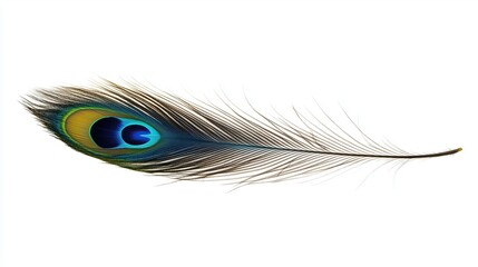 Obraz premium Beautiful peacock feather on white background