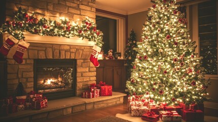 Cozy Christmas Party Scene in Living Room