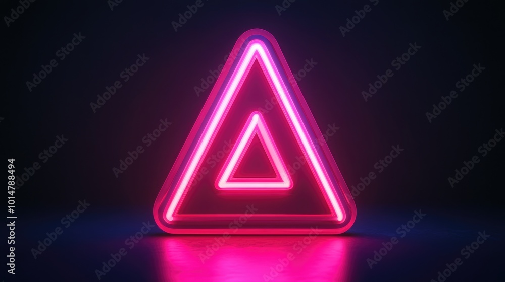 Poster a neon triangle reflected on a floor