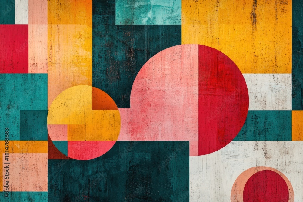 Poster an abstract artwork featuring various colors and shapes