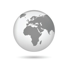 Transparent Europe globe. Europe 3d globe map. Earth globe icon. Vector illustration.