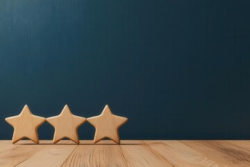 Customer satisfaction survey with 5 stars glowing, highlighting positive feedback, 3D illustration