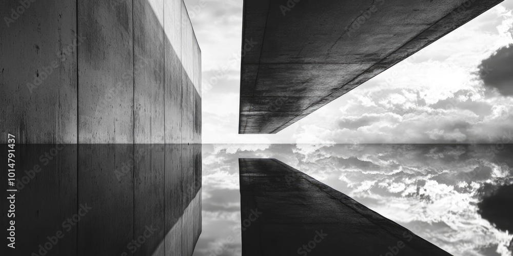 Poster A black and white photo of cloudy sky, great for use in abstract backgrounds or atmospheric scenes