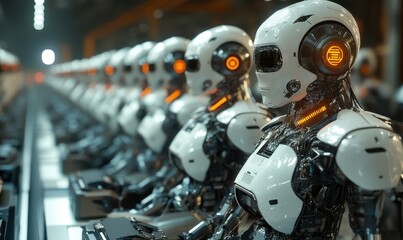Fototapeta premium AI-driven robotic assembly line, symbolizing automation in the new economy