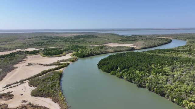 Aerial footage of Weipa Queensland Australia