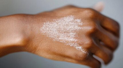 Naklejka premium Close-Up of Vitiligo-Affected Forearm, Displaying Beautiful Contrast Between Depigmented and Normal Skin