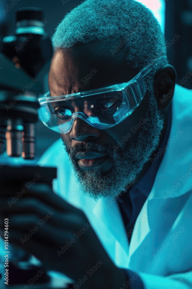 Leinwandbilder a scientist examines a microscope slide in a laboratory setting