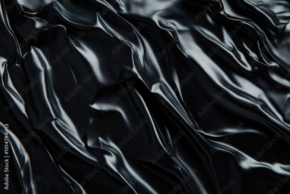 Poster close-up view of a black satin material with intricate details