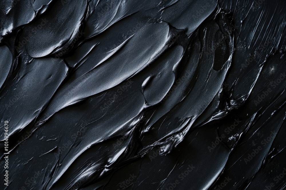 Poster Close up shot of black paint on a black surface, great for design or art projects