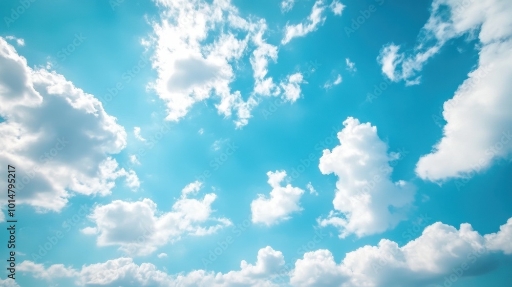 Poster abstract watercolor blue sky with soft clouds floating across, a calm and relaxing visual.