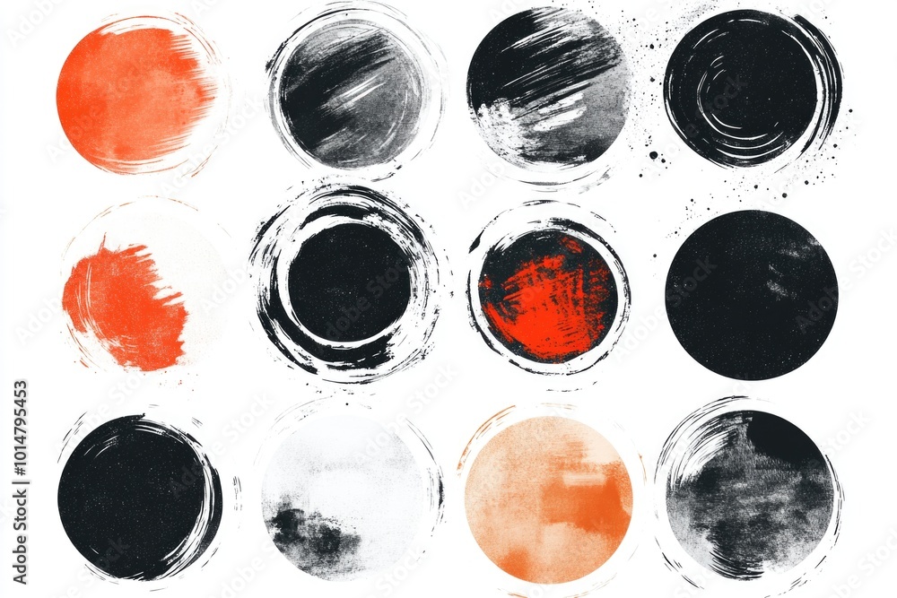 Poster a collection of colorful circles on a clean white surface, perfect for illustrating diversity and in