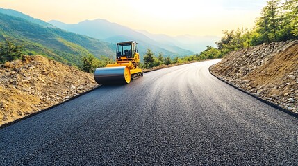 Fototapeta premium Road Construction in Mountainous Terrain