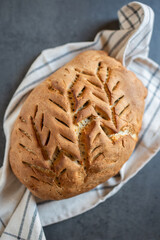 loaf of homemade whole grain bread 
