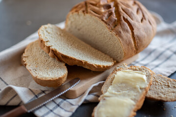 loaf of homemade whole grain bread 