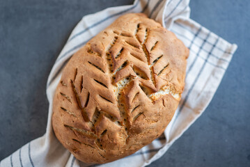 loaf of homemade whole grain bread 