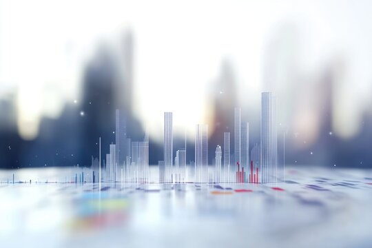 A blurred image of a city with tall buildings, great for backgrounds and conceptual shots