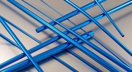 Modern shiny blue lines intersecting in an abstract geometric design
