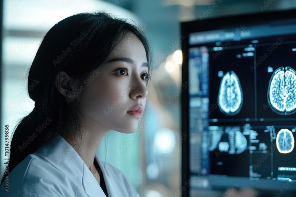 Poster A person studying brain activity patterns on a computer screen